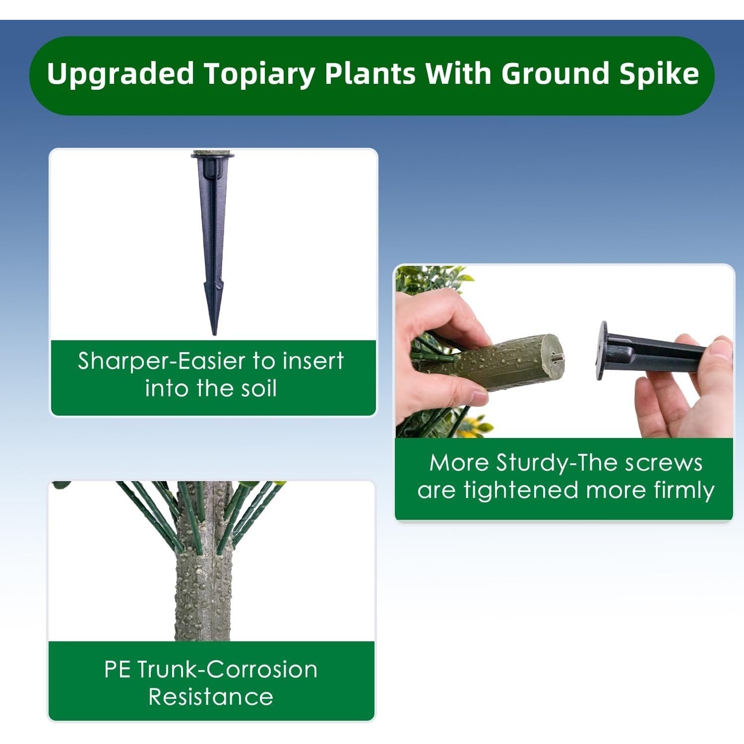 2/4 PCS Artificial Cypress Plant Decor Stakes with Ground Spike Faux Plant Decor