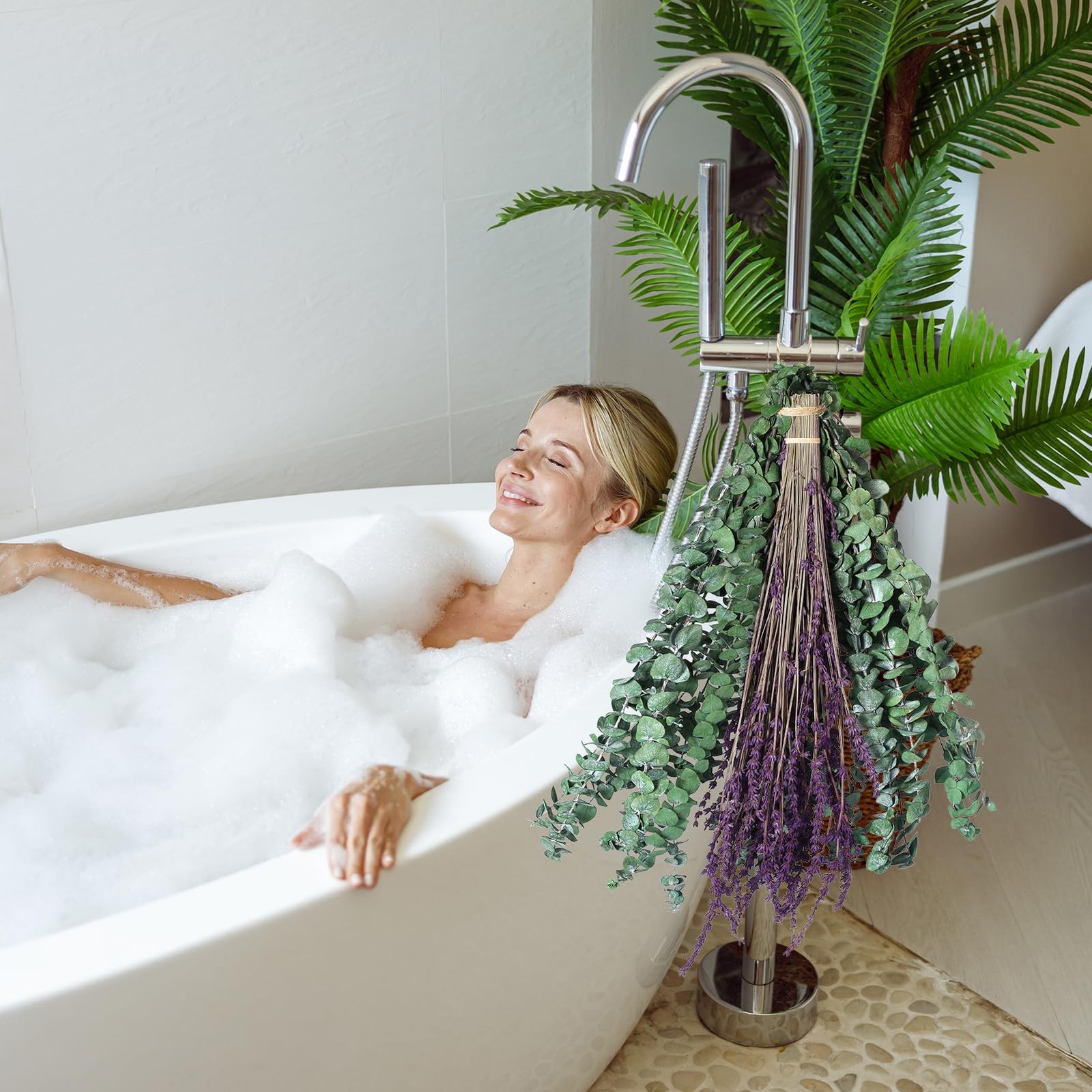 17” Real Eucalyptus Shower Drying Stem Natural Live Lavender Bundle