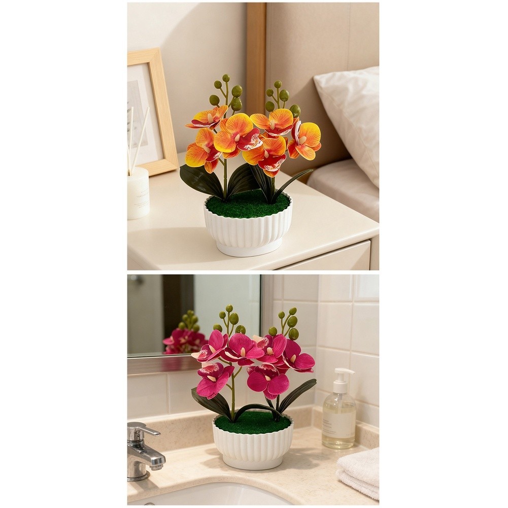 Phalaenopsis Orchid Simulation Potted Flower for Contemporary Interior Design