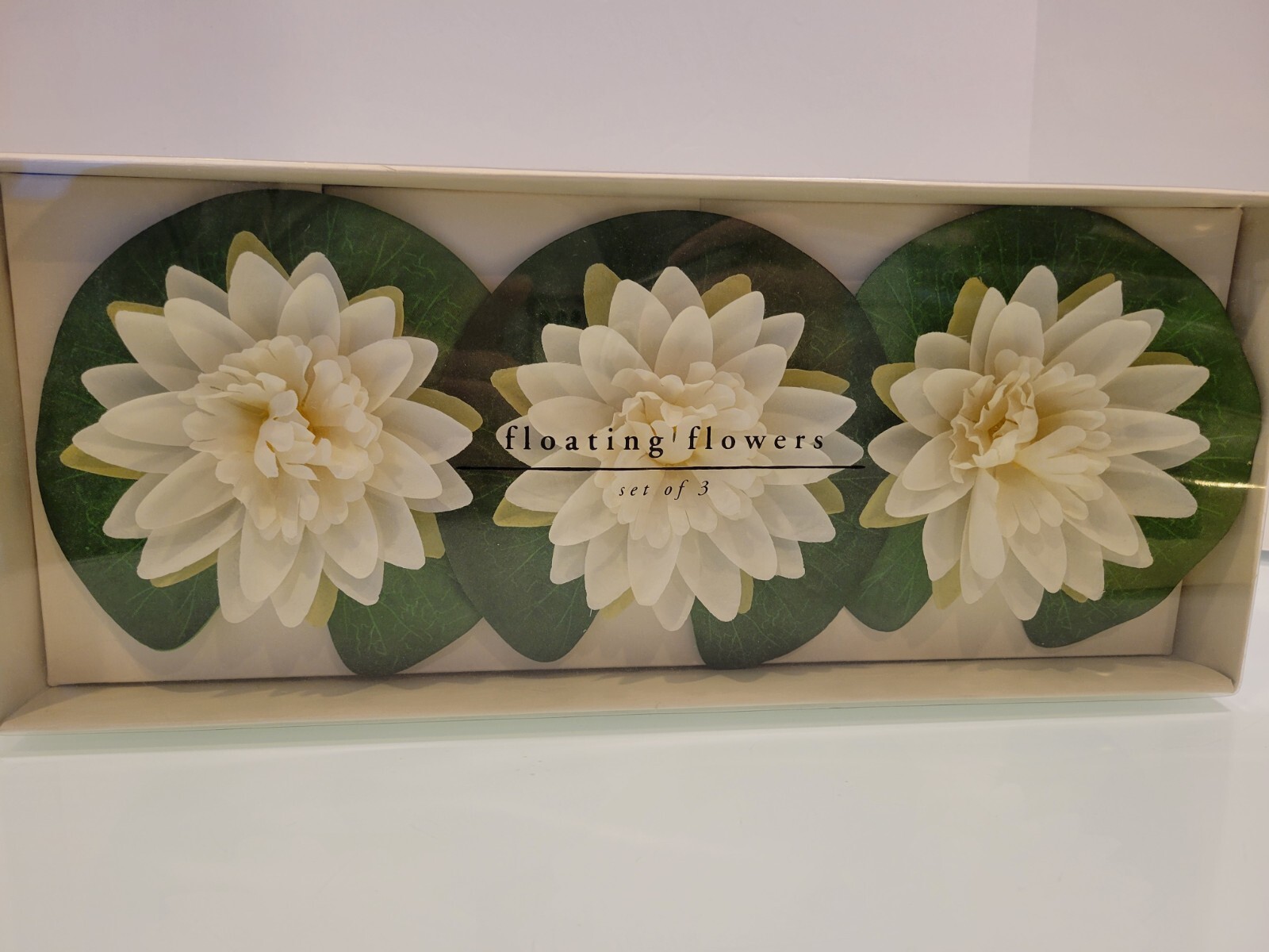 Pier 1 Floating Off White Lotus Flowers Set Of 3, New