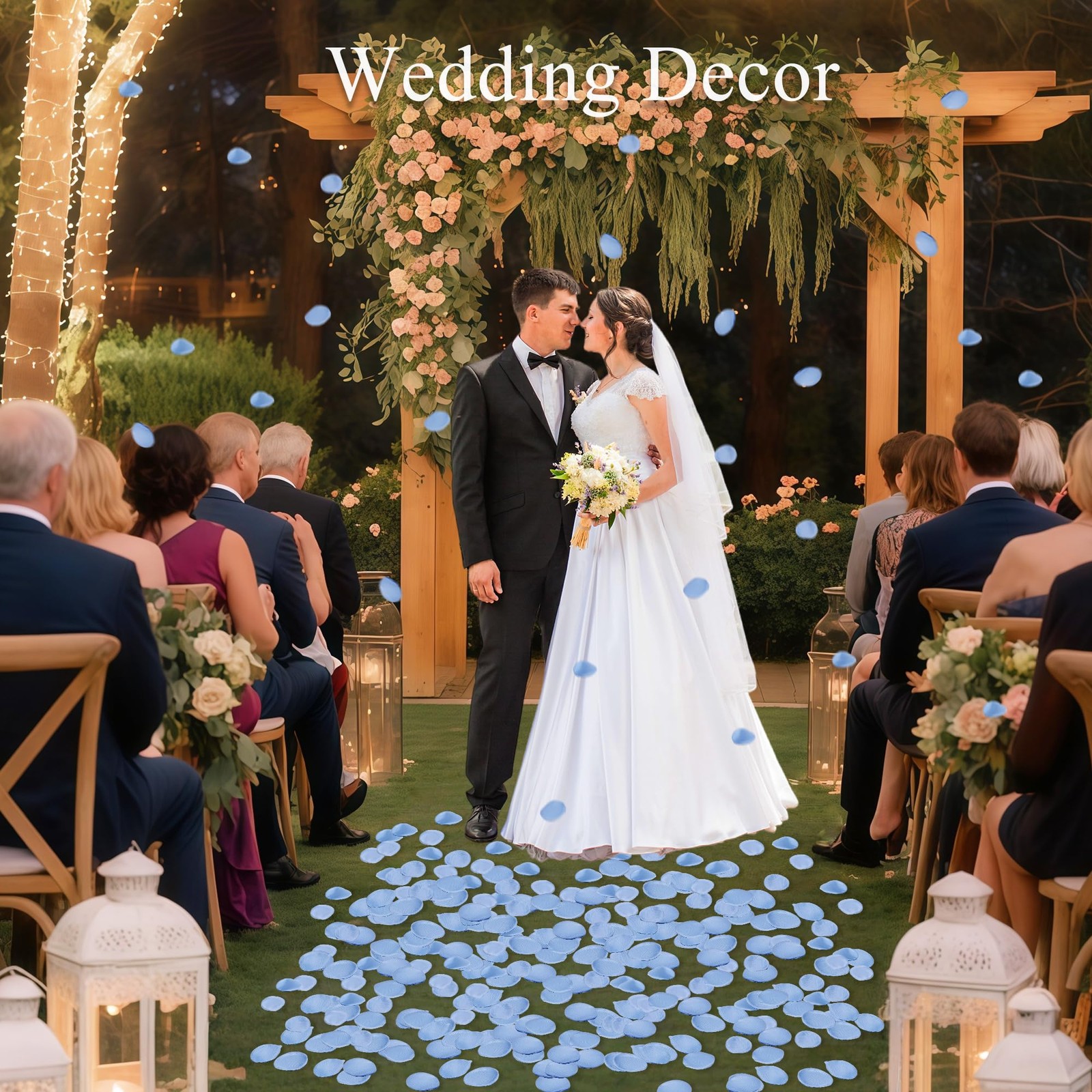 400 PCS Fake Rose Petals Faux Silk Flower Blue Romantic Wedding Decoration