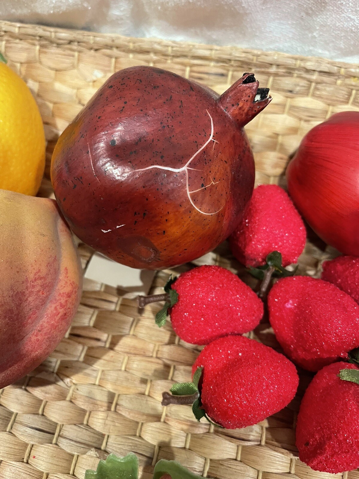 Faux Artificial Vintage Pomegranate Bon Marche Grapes Strawberry Fruits Props