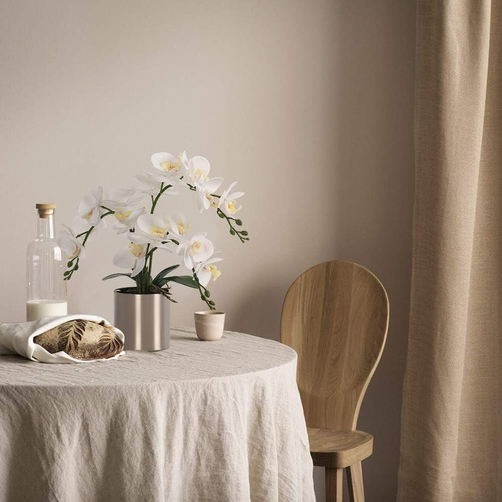 Real Touch White Orchid Arrangement in Silver Vase for Home Decor
