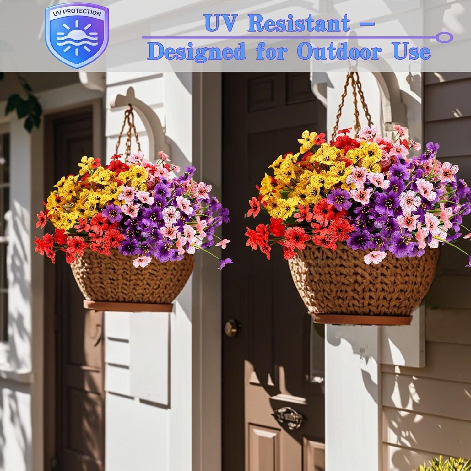 32 Bundles UV Resistant Artificial Mums – Vibrant Flowers for Outdoor Decor
