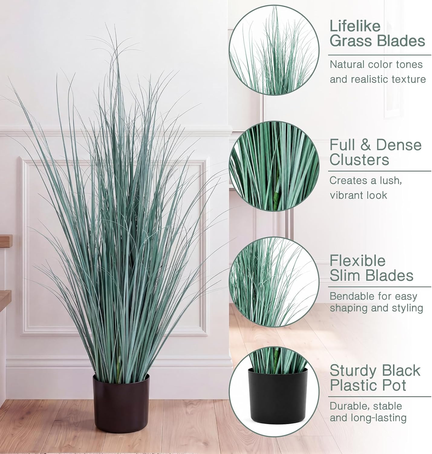 2 Pieces 4 Ft Tall Artificial Grass Plant Potted Artificial Greenery Floor Plant