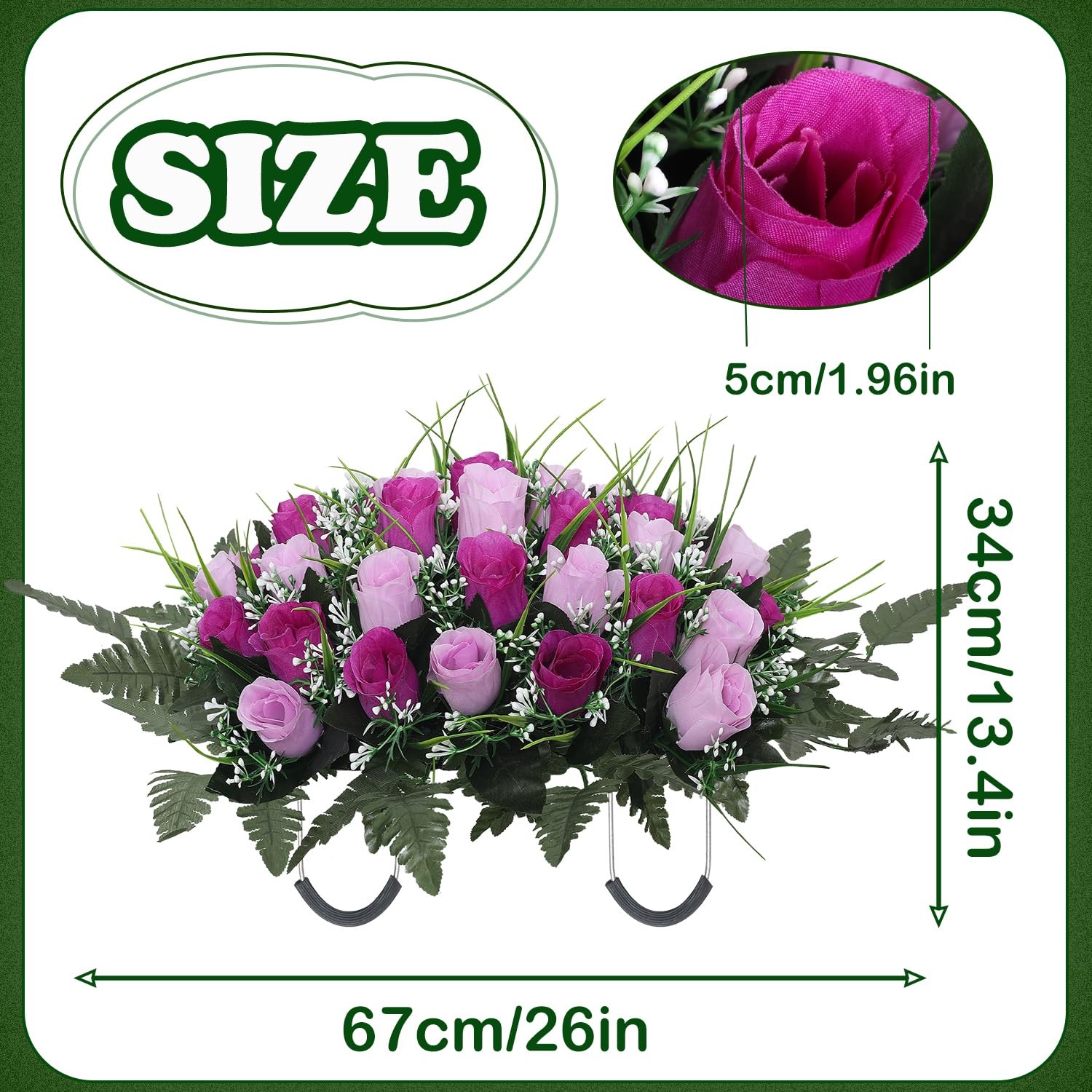 Artificial Cemetery Flower Headstone Flower Saddle Grave Rose Flowers for Cem…