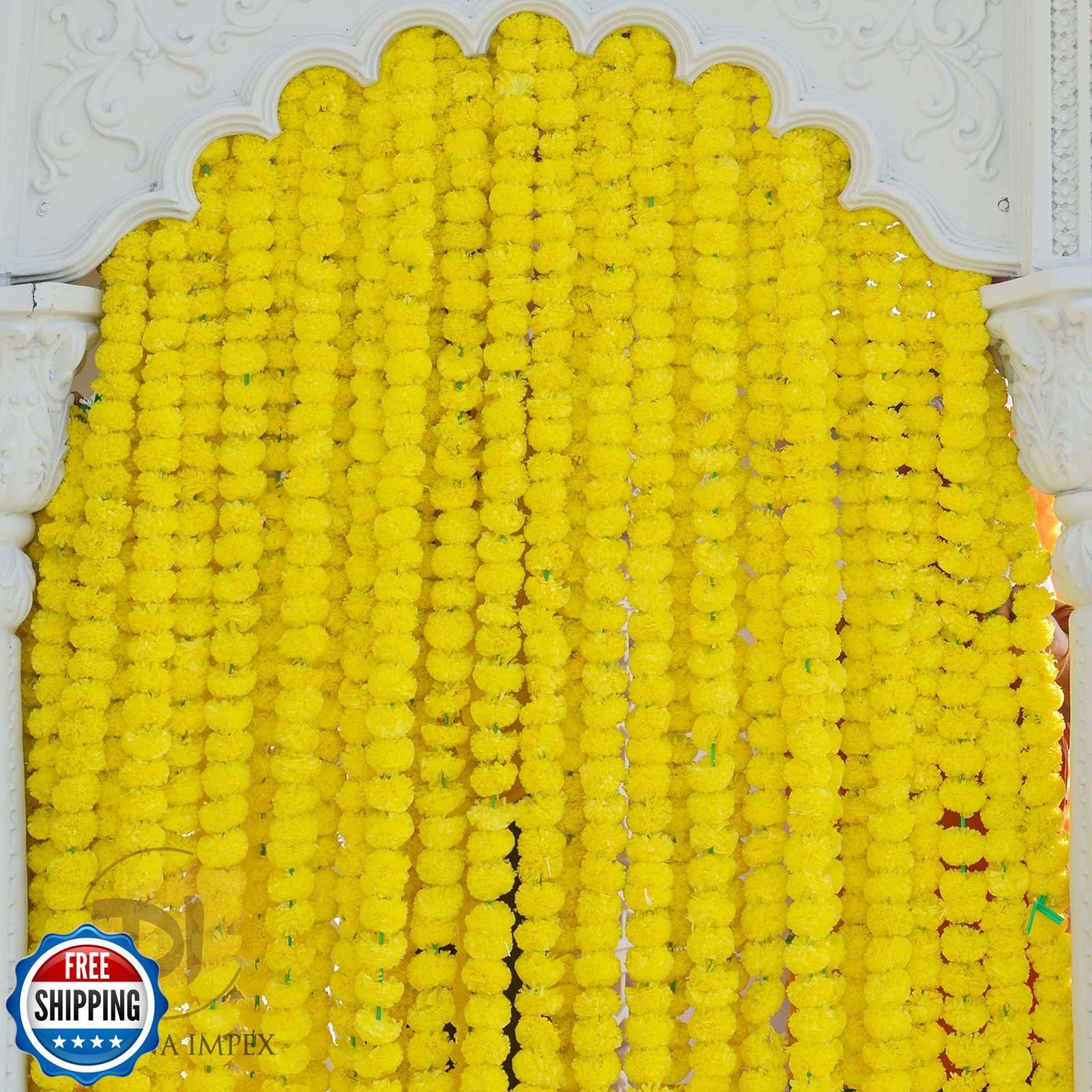 DIYANA IMPEX Marigold Garland for Decoration 10 Pcs of 5 feet Long Strands Ar