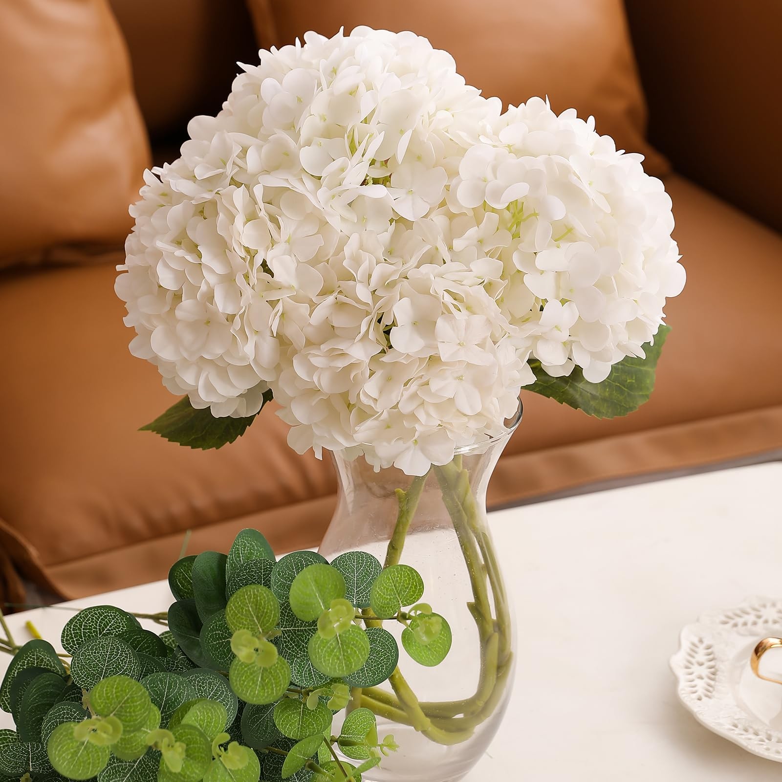 4pcs Fake Hydrangea with Vase -3D Real Touch Faux Hydrangea Flowers and 3pcs …