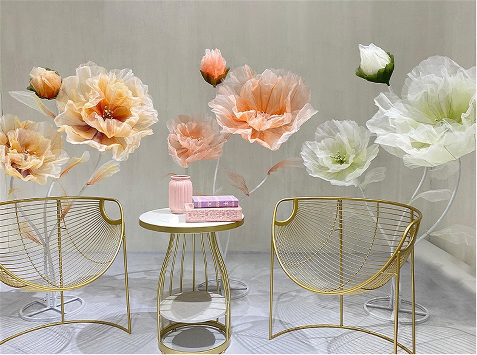 BIEJUJX Artificial Silk Flower Decoration, Large Fake Flower Standing Stems And