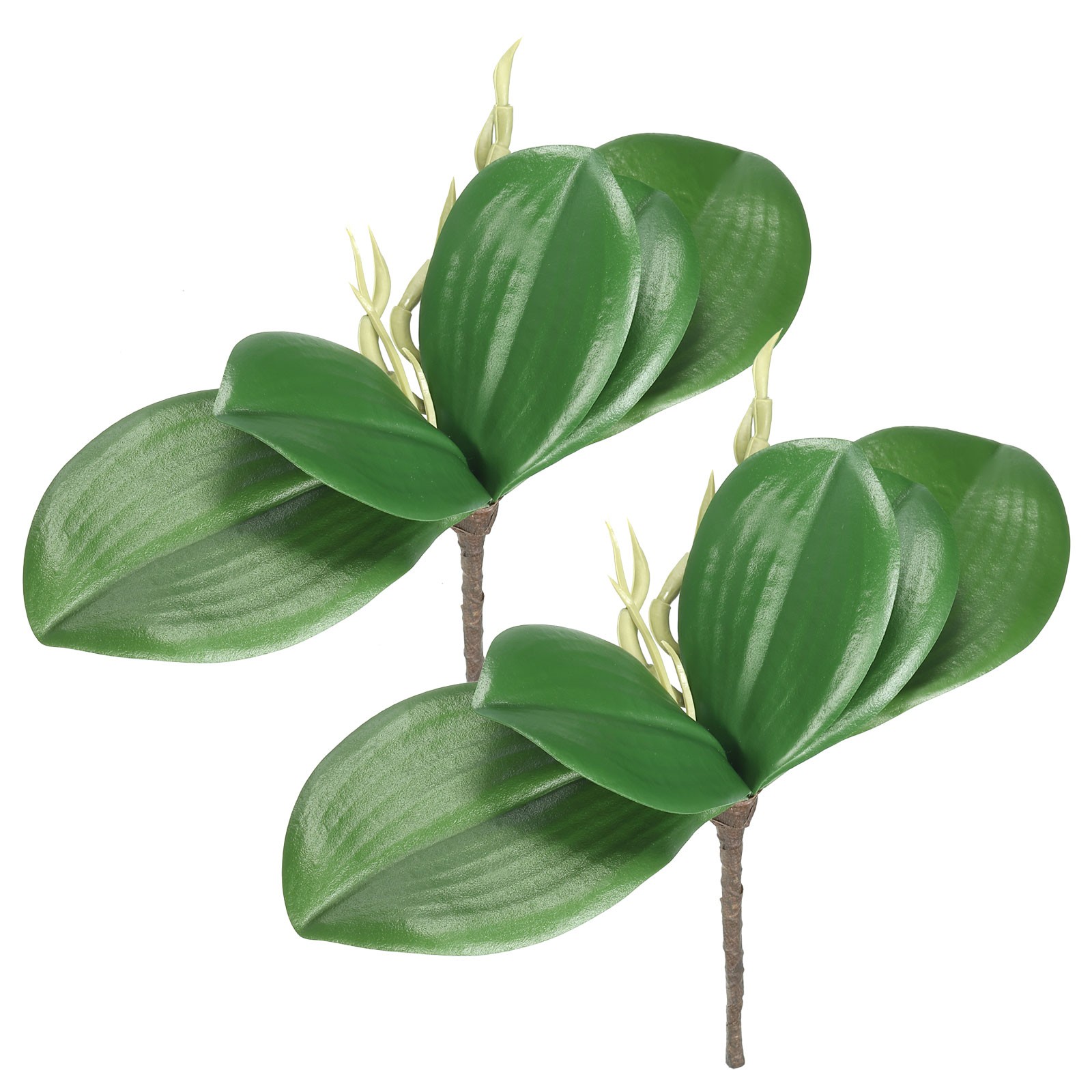 2 Pcs 4.3 Inch Faux Orchid Leaves 5 Petals Artificial Leaf with Stems