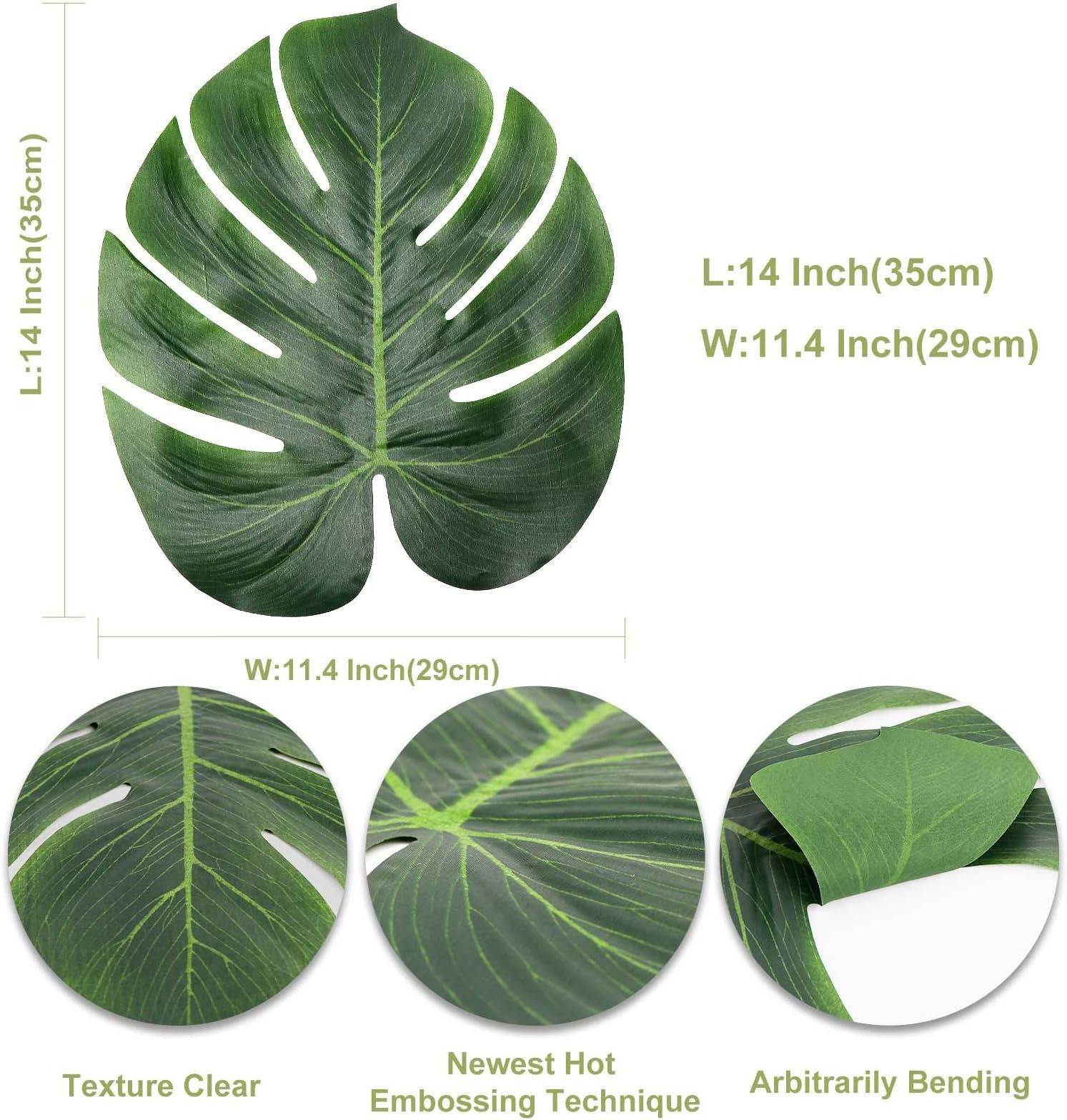 AerWo 48 Pcs Palm Leaves, Artificial Tropical Monstera Fake Leaves, Fake Palm…