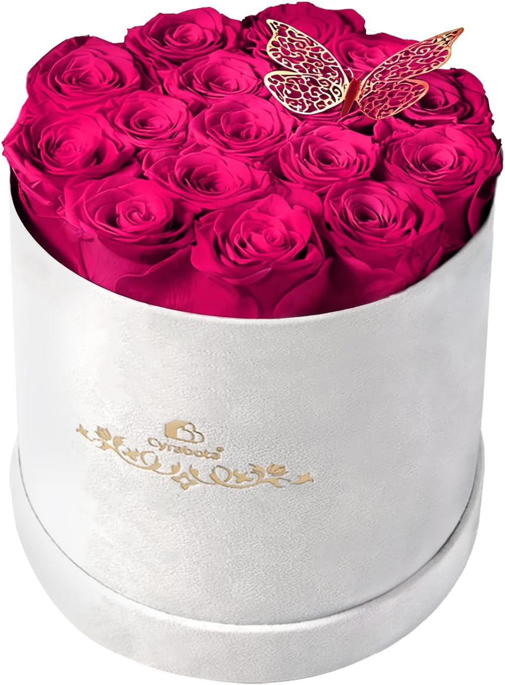 16 Pink Preserved Flowers in round Gift Box, Forever Flowers Eternal Roses for M