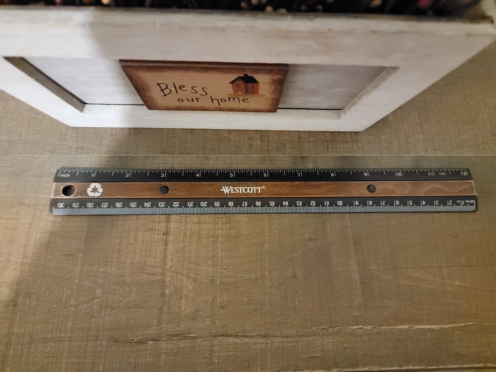 Bless Our Home Wooden Primitive Decor Box With Pip Berries & Rusty Star