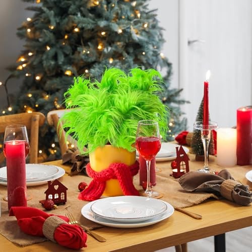 6 Pcs Lime Green Furry Christmas Tree Picks Decoration 16″ Lime Green