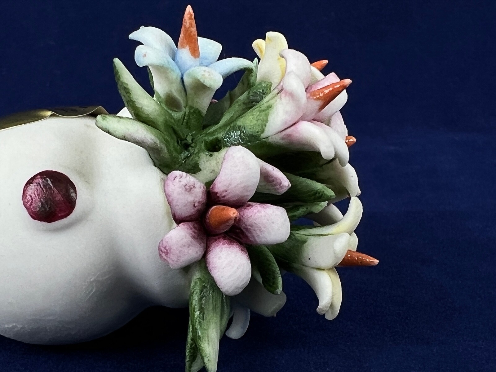AMC Capodimonte Italy Tiny 2 Inch Bouquet of Flowers in Vase Pink Yellow Blue