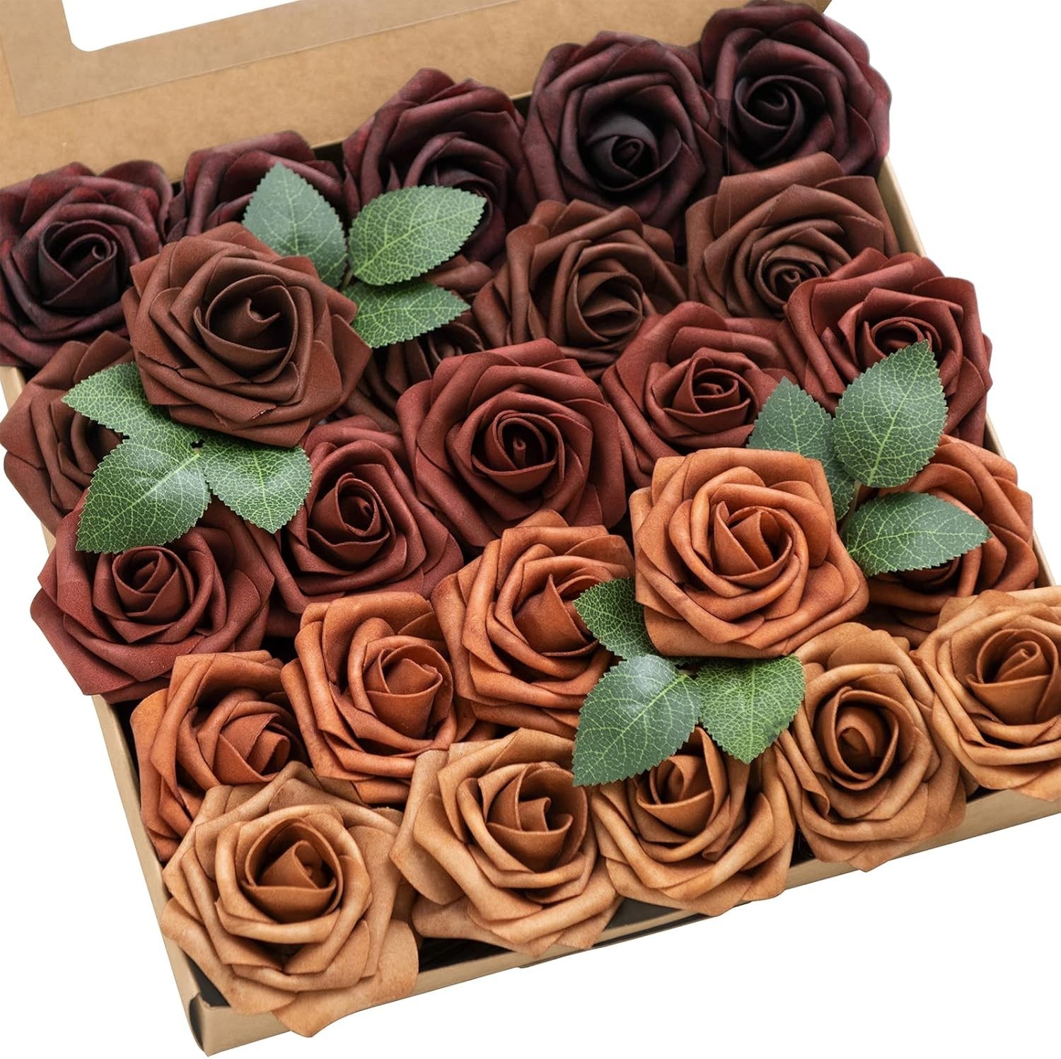 Realistic Artificial Roses – Terracotta Shade, 25Pcs