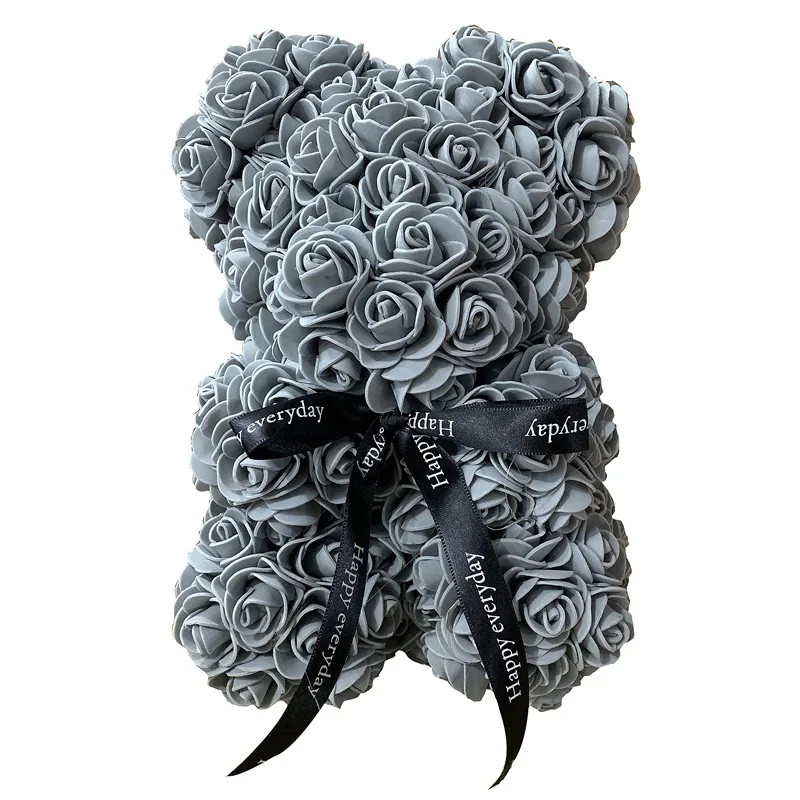 1pcs 25cm Rose Bear Artificial Foam Rose Flower Teddy Bear Valentines Day Gift B