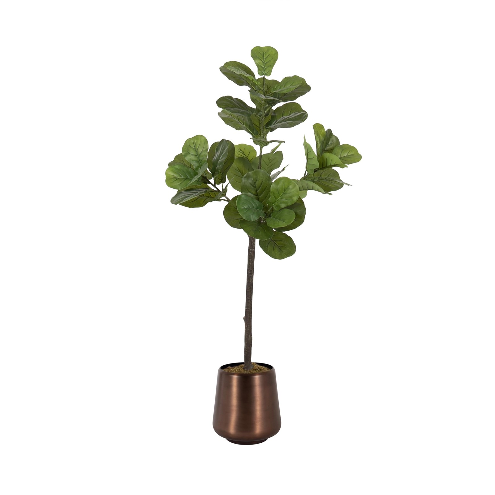 Fidmont Faux Fiddle Fig Tree with Portell Metal Planter Pot, 4 FT, Antique Br…