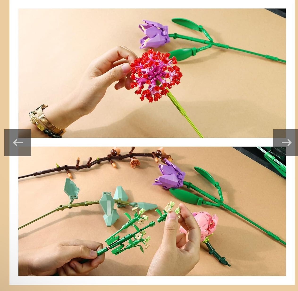 Tenhorses Flower Bouquet Building Sets, Valentine Flowers Unique Artificial Bouq