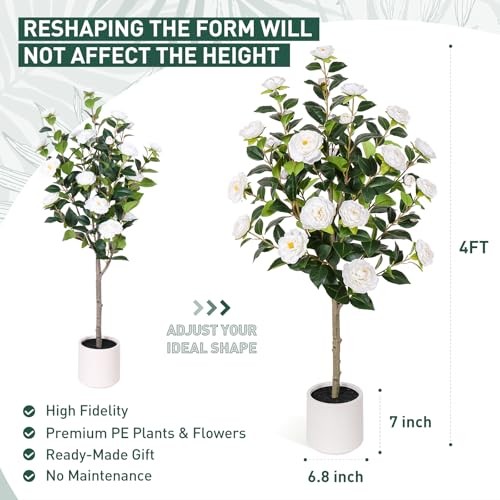 11in White Camellia Tree with 47″ Artificial Tree – 3ft 11in