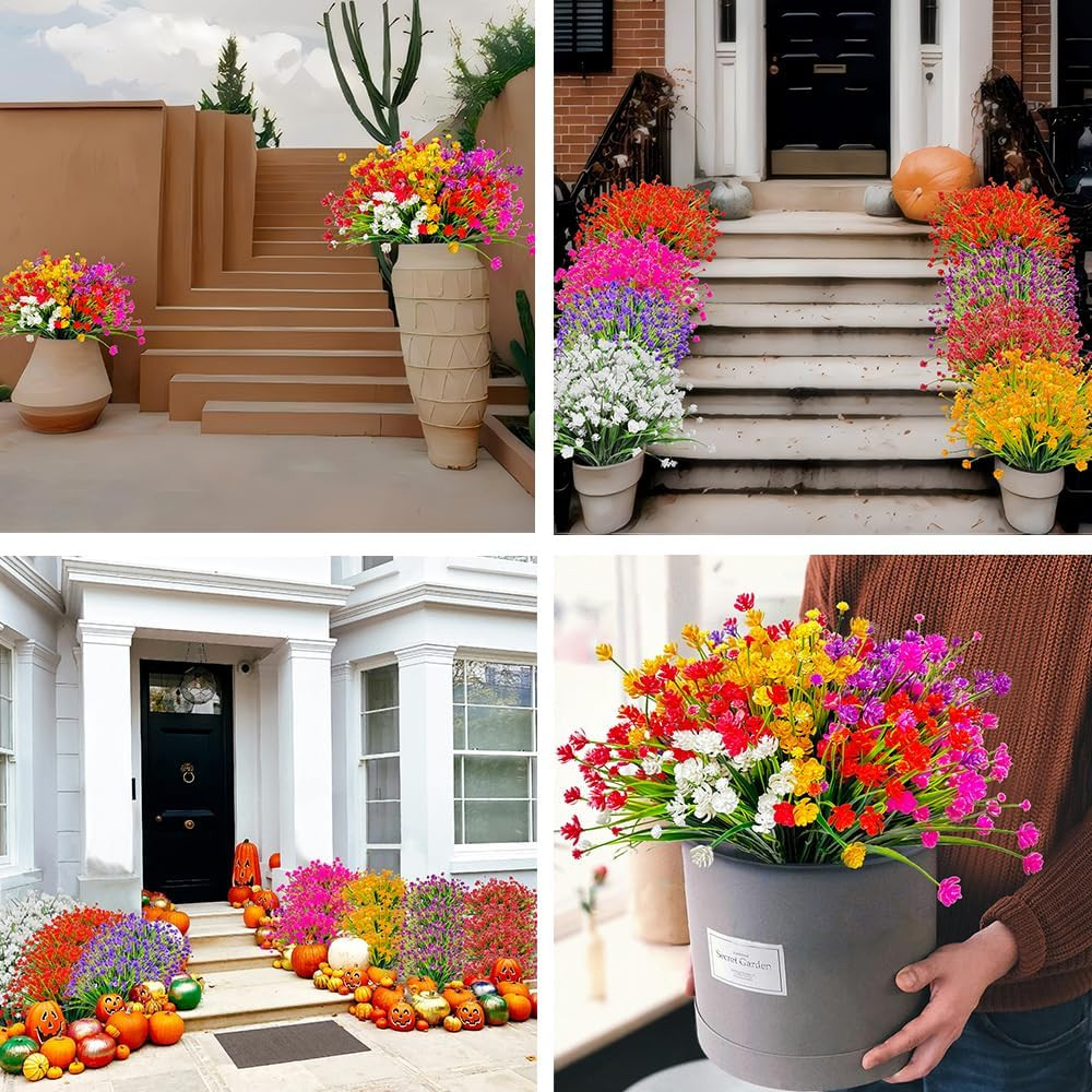 10 Bundles Faux Plastic Flowers No Fade Artificial Flowers Home Decoration Plast