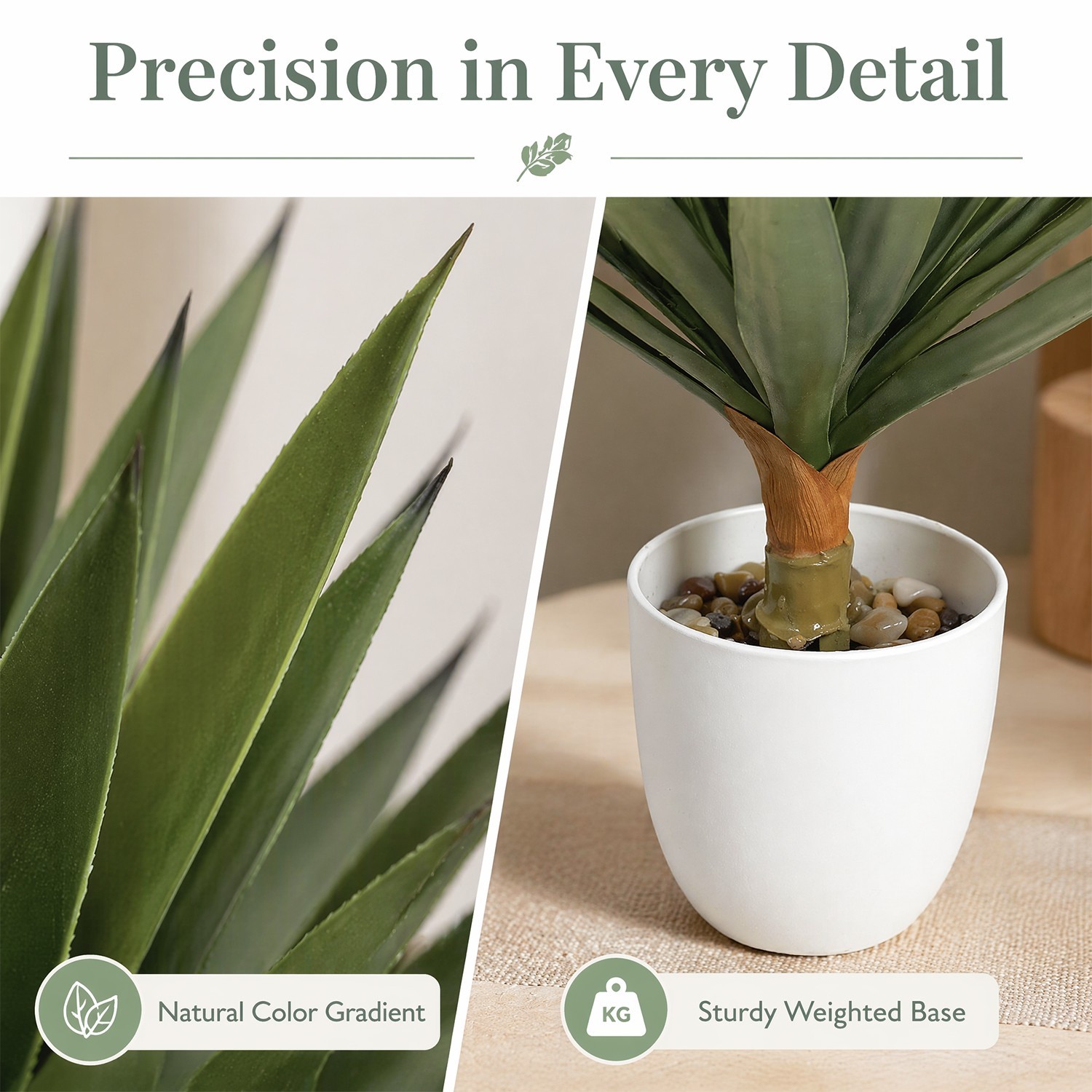 2Pack Artificial Agave Plant White Pot, Faux Yucca Plant for Home Decor Indoor