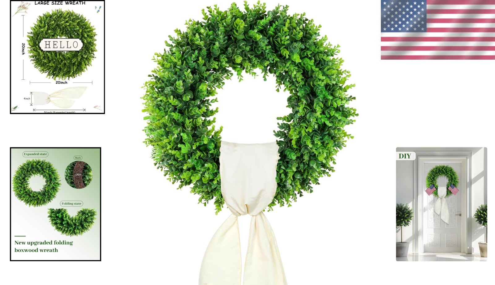 Elegant 20” Boxwood Wreath – Versatile Indoor/Outdoor Seasonal Decor