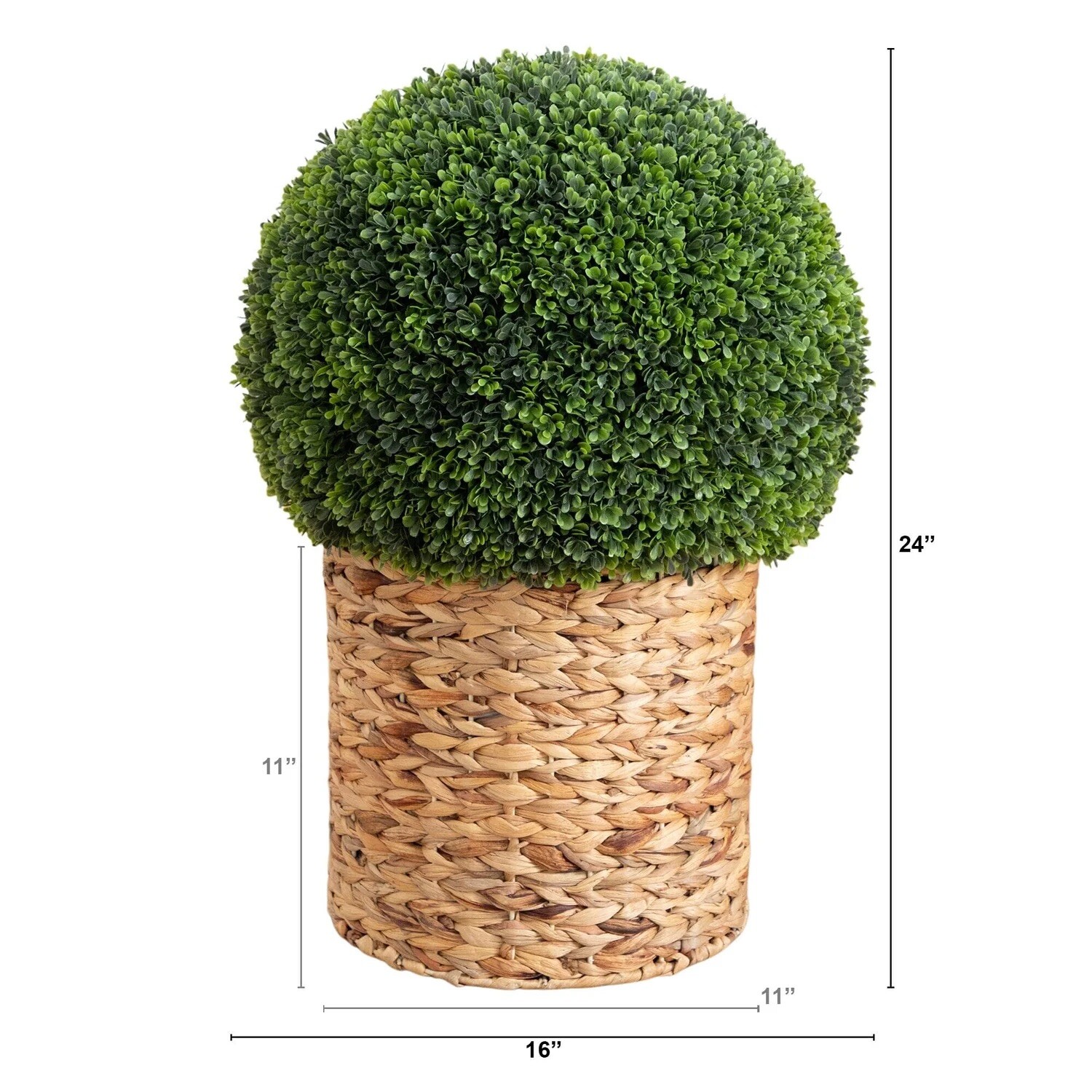 24” Artificial Boxwood UV Resistant Ball Topiary in Weave Basket Indoor/Outdoor