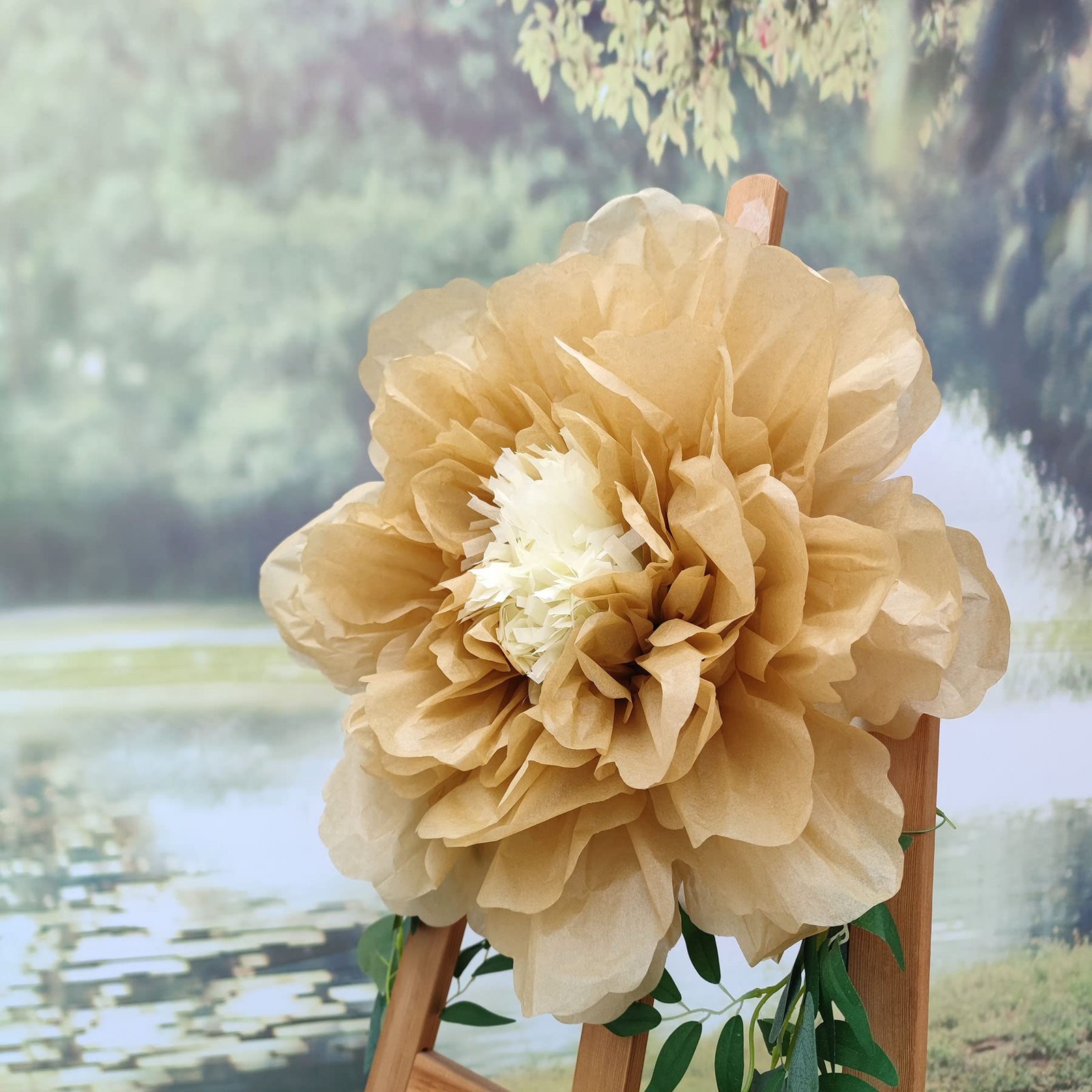 White Gold Large Flower Decorations for Wedding Party Backdrop DIY Home Flowe…
