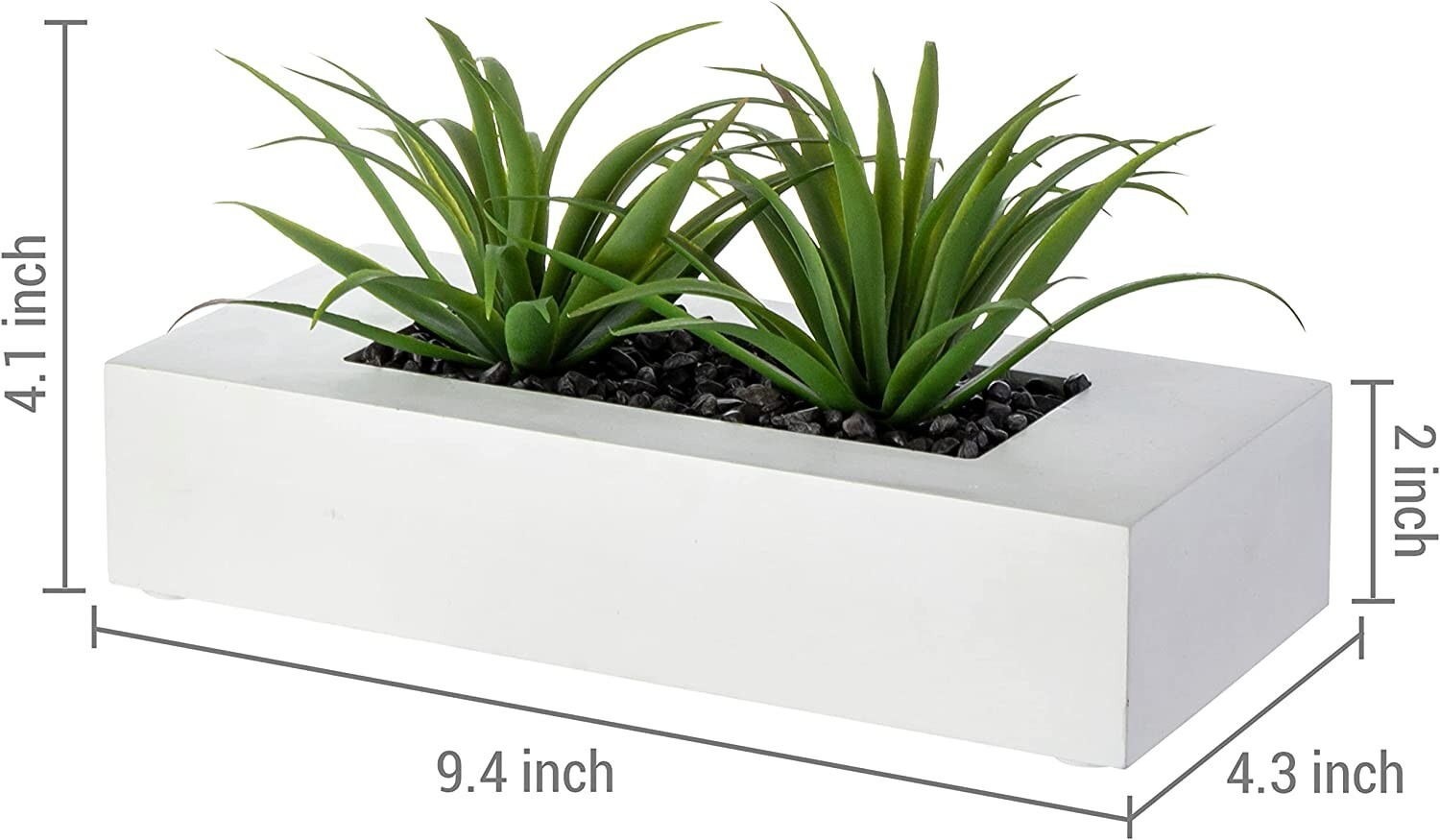 10 Inch Artificial Green Grass Plants in White Wood Decorative Planter Pot