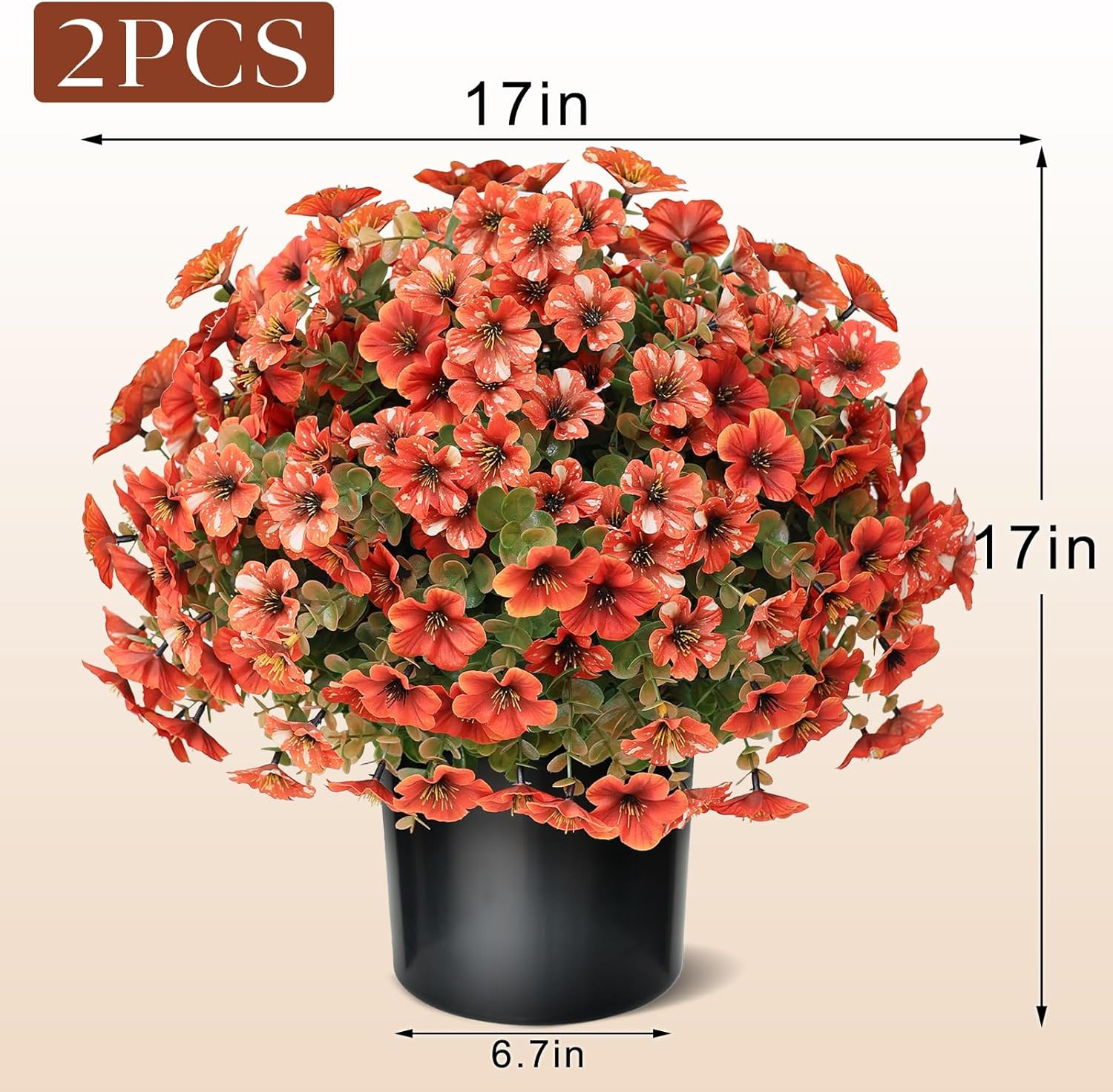 17″ Faux Petunia Topiary Set – Fall Outdoor Decor for Home & Garden