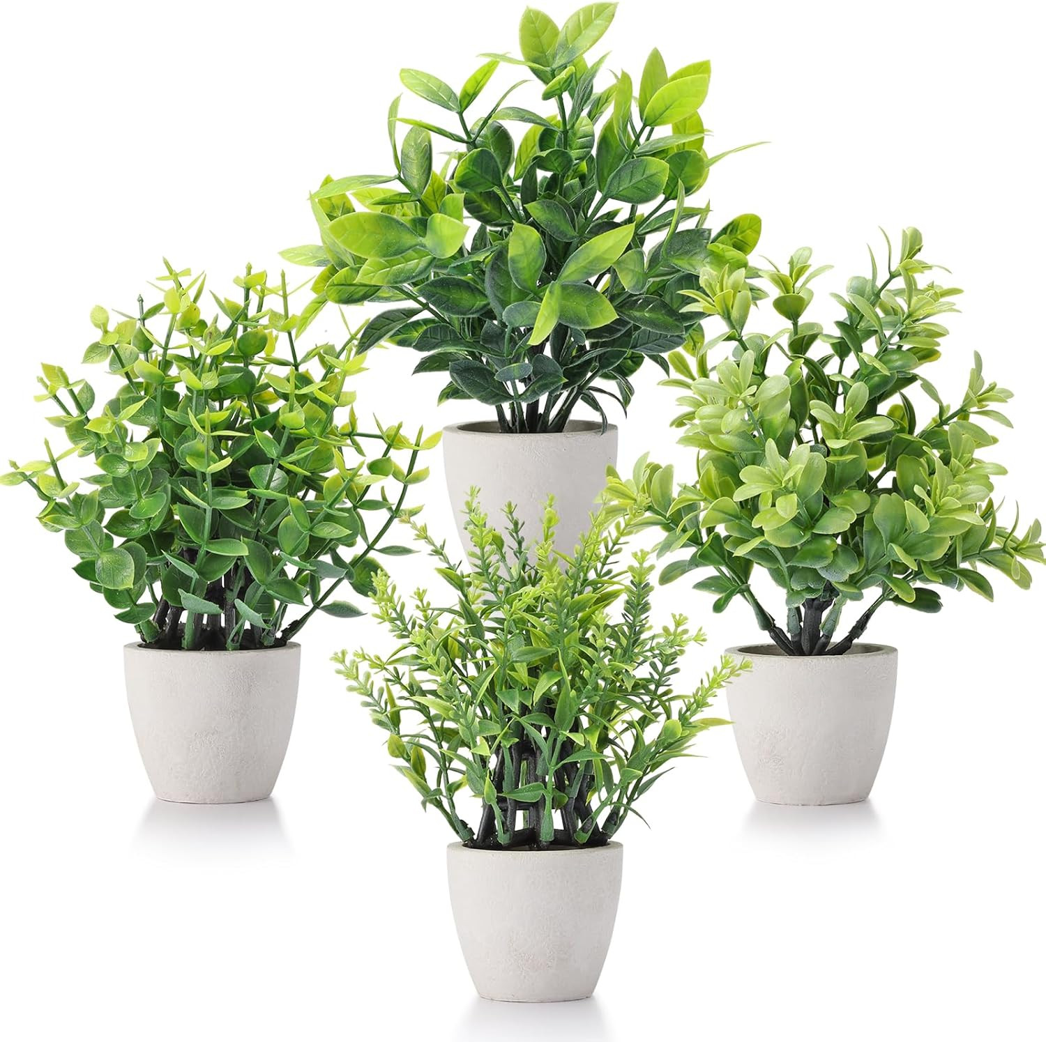 ⁠4 Pack Mini Artificial Fake Potted Plants Ceramic Pots Home Office Table Decor⁠