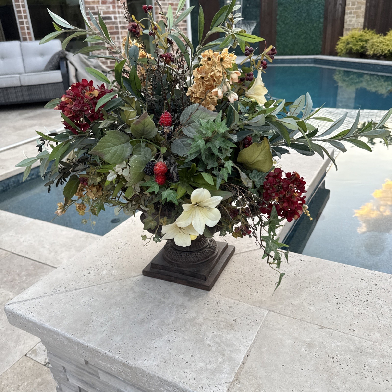 Silk Floral Arrangement Centerpiece In Vase