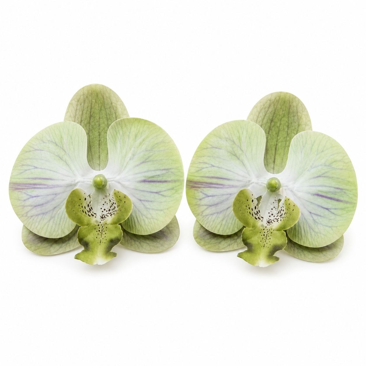 Jade Green Real Touch Orchid Heads Set of 2, 3.5 Inch Phalaenopsis Blooms for Co