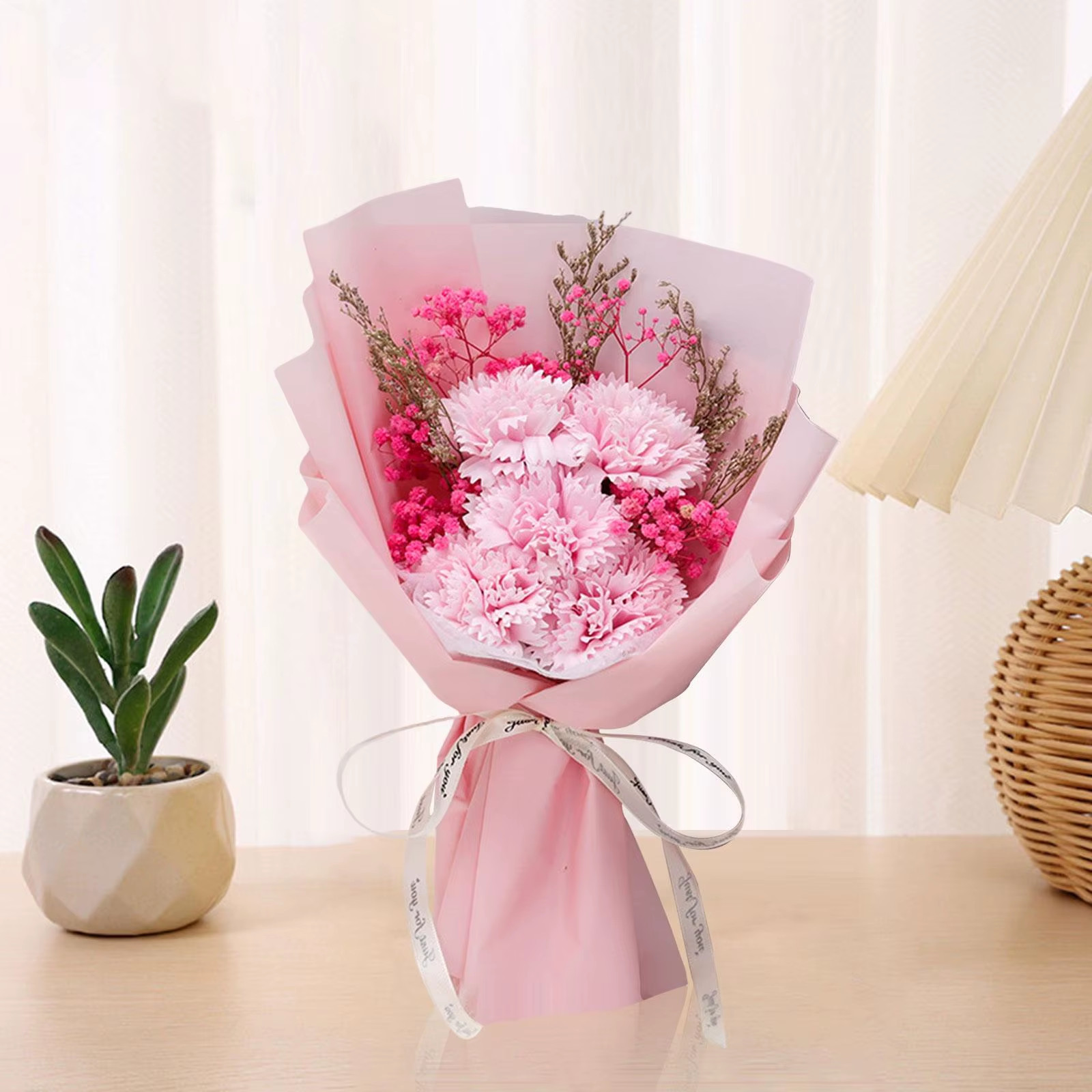 Scented Soap Flower Bouquet Soft Touch Realistic 30X18Cm Handmade Anniversary