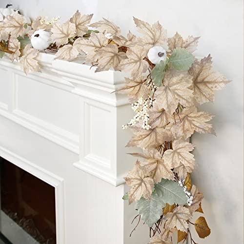 Fall Decor – Fall Garland – 6Ft Autumn Maples Leaf Pumpkin Berry Garland –