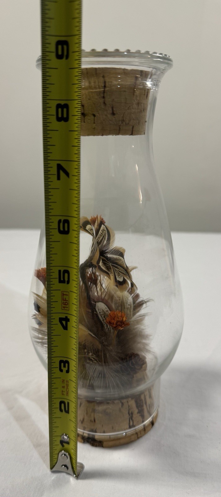 Vintage Dried Flowers Pheasant Feathers Vase Display Cork Cottagecore Decor