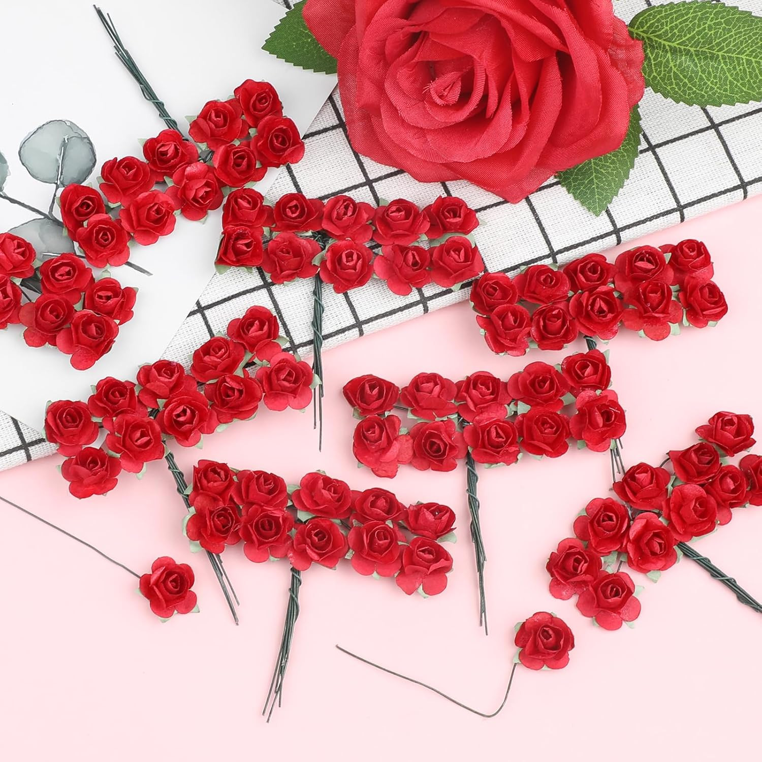120Pcs Mini Paper Flowers,Mulberry Paper 1/2″ Artificial Rose Flower