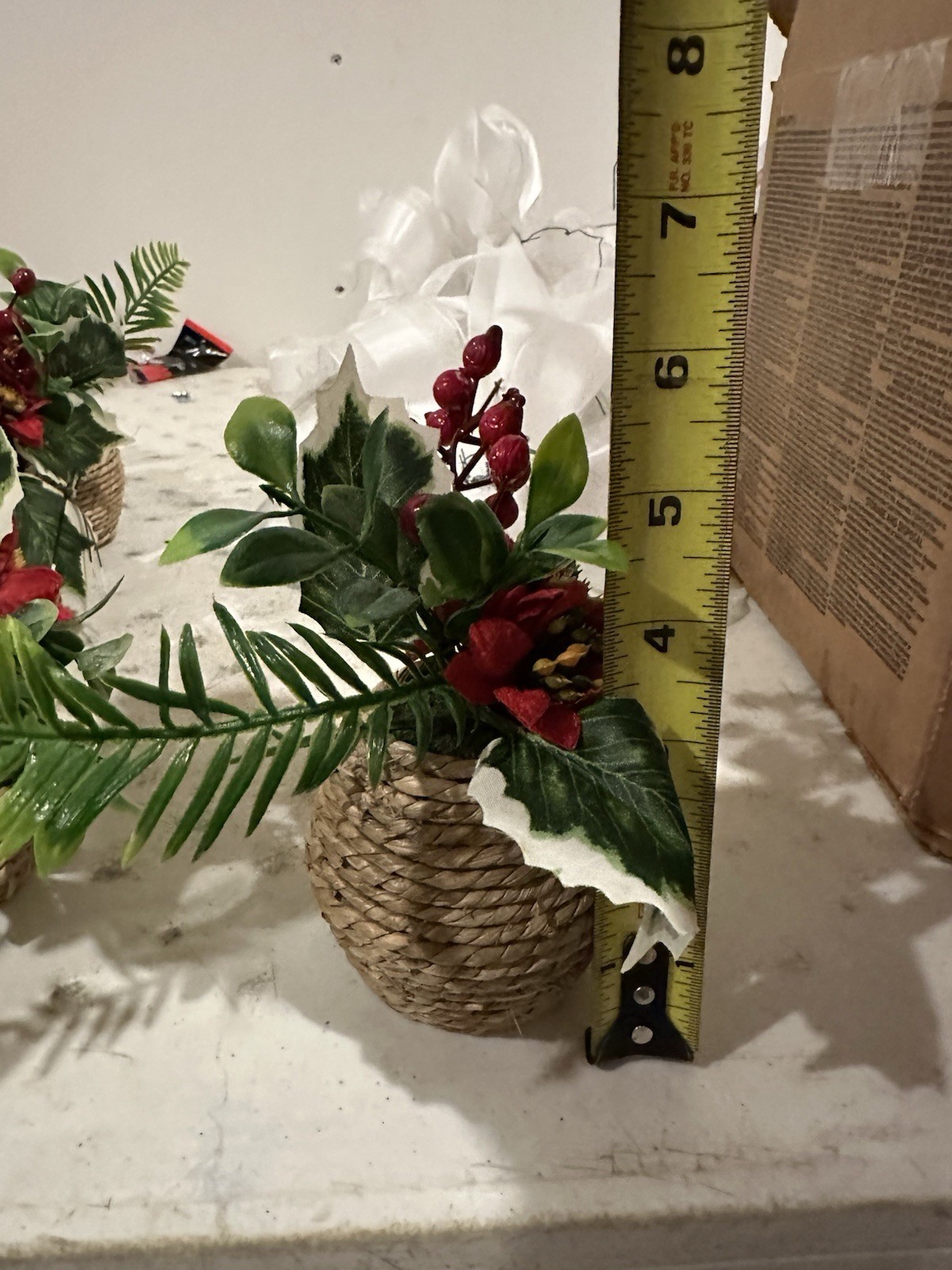 Set of (21) Artificial Winter Centerpiece Arrangements In Twine Pot 7 Inch