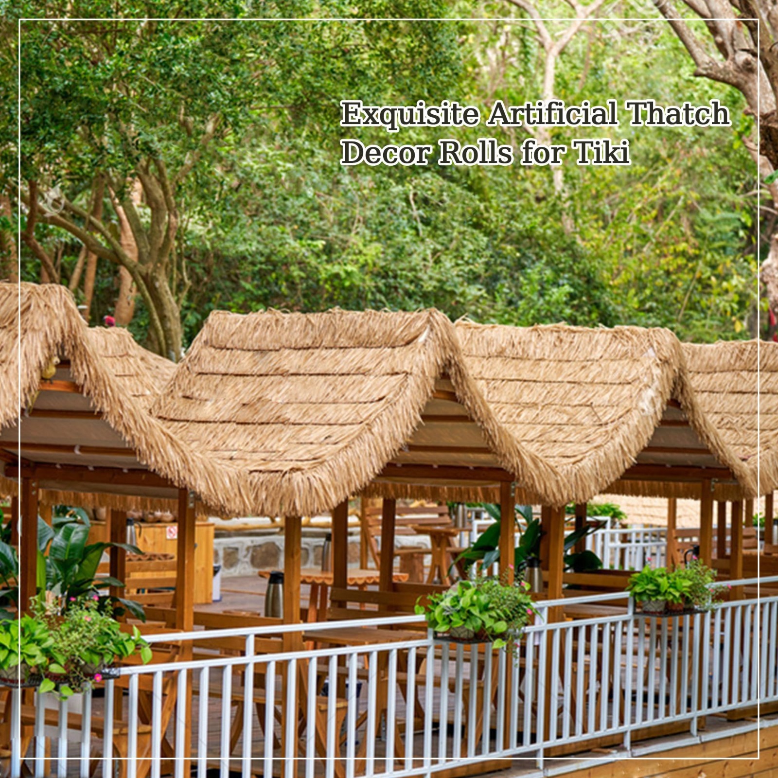 Artificial Palm Thatch Roof Rolls – Waterproof, Easy Install, 5 Lengths, 2 Color