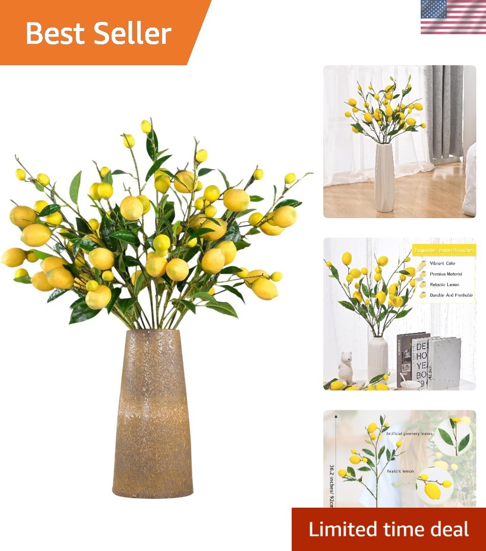Versatile 2 Pack Artificial Lemon Branches – Ideal for Home and Outdoor Spaces