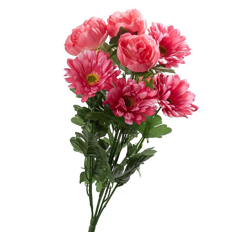 22″ Pink Artificial Peony and Gerbera Floral Bush