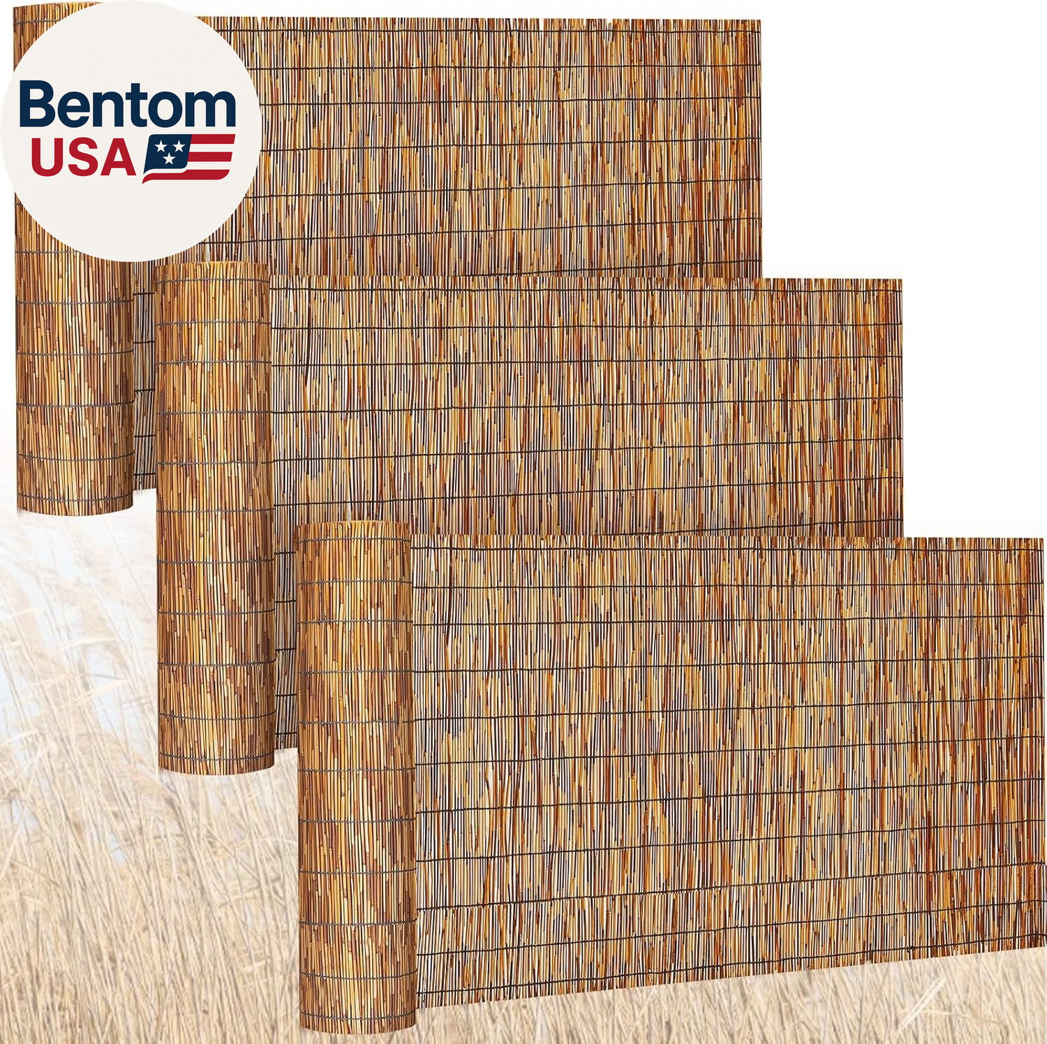 3 Pcs 3 X 16.4 Ft Reed Fence Roll, 85% Shade Bamboo Privacy Screen, Natural Deco
