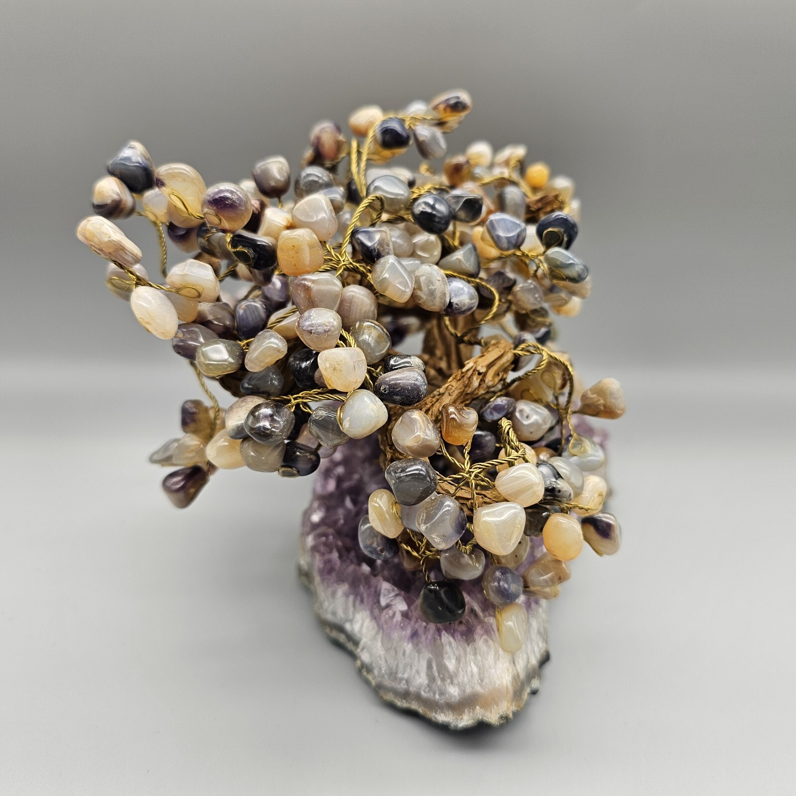 Natural Amethyst Healing Crystal Money Tree on Amethyst Cluster Geode
