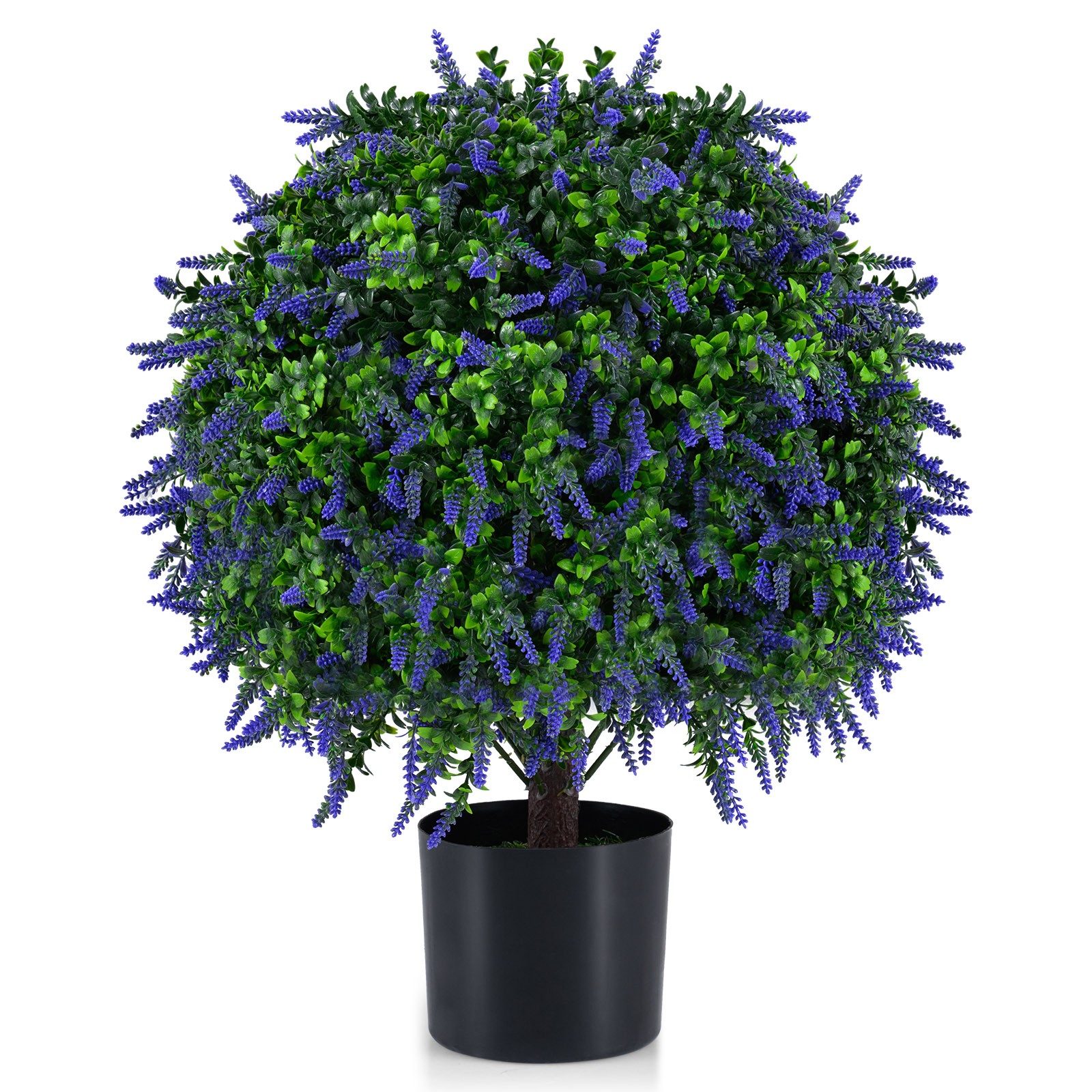 Set of 2 Artificial Lavender Topiary Ball Trees 22″ Faux Lavender Potted Plants