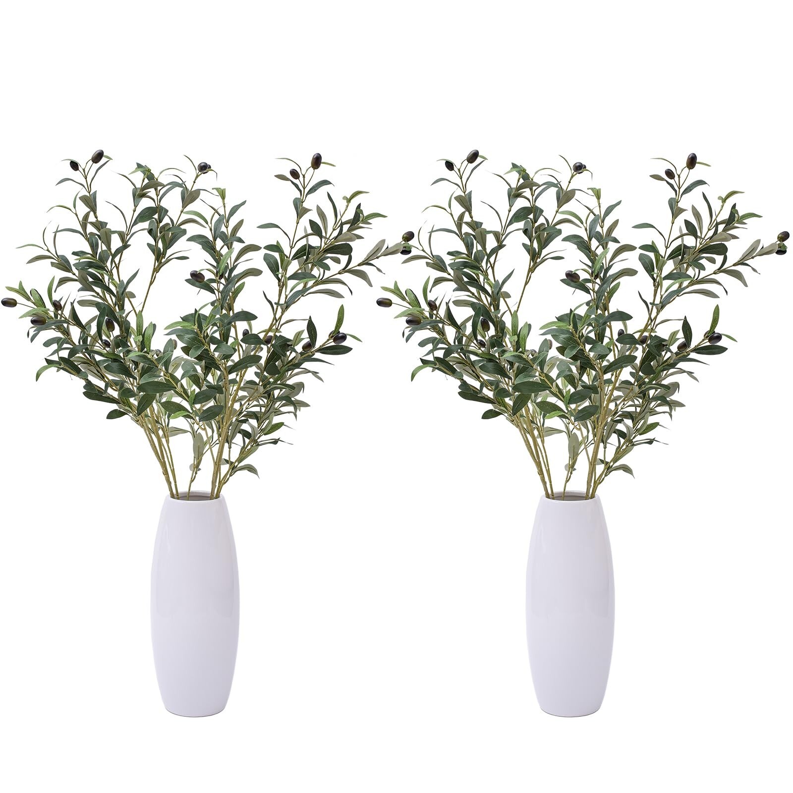 39 Inch Artificial Olive Branches for Vases, Fake Plants Greenery Stems with …