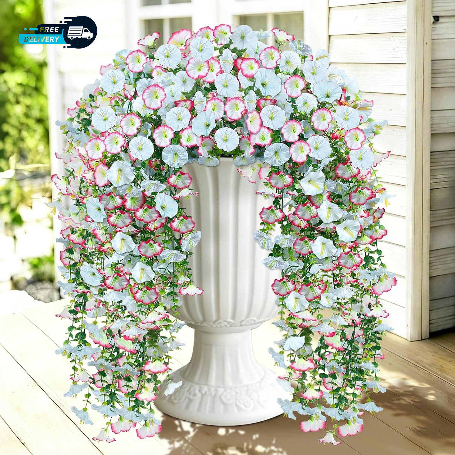 Artificial Hanging Flowers for Outdoors 2 PCS 300 Blooms UV Resistant