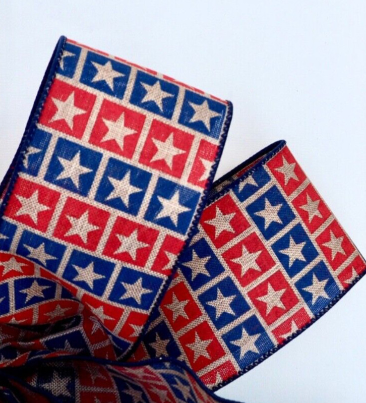 Patriotic Bow with Wired Ribbon for Wreath Decorative Bow