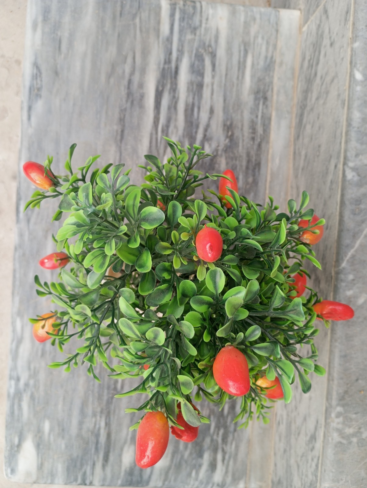Artificial Bonsai Tree with Red Fruit Decorative White Pot Home Decor