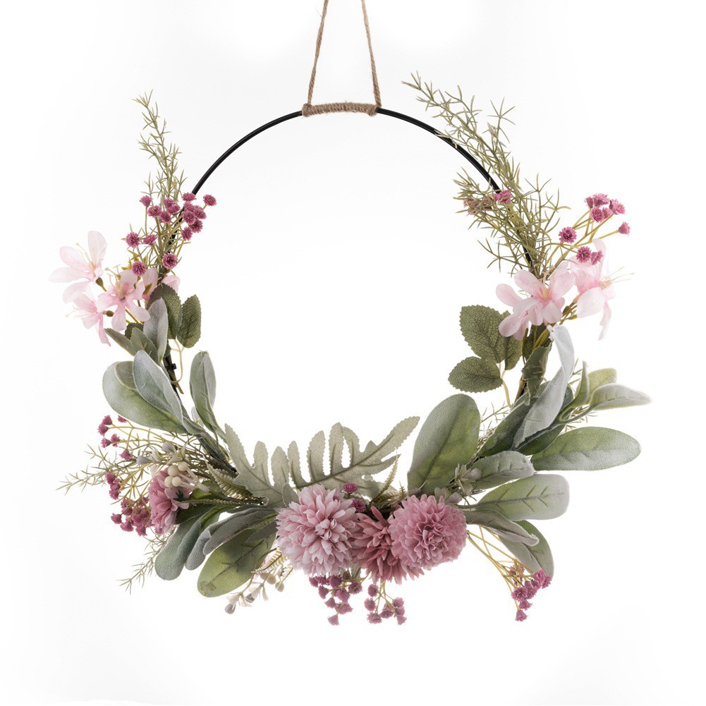 41cm Door Wreath with Dahlia and Green Leaves for Indoor and Outdoor Use